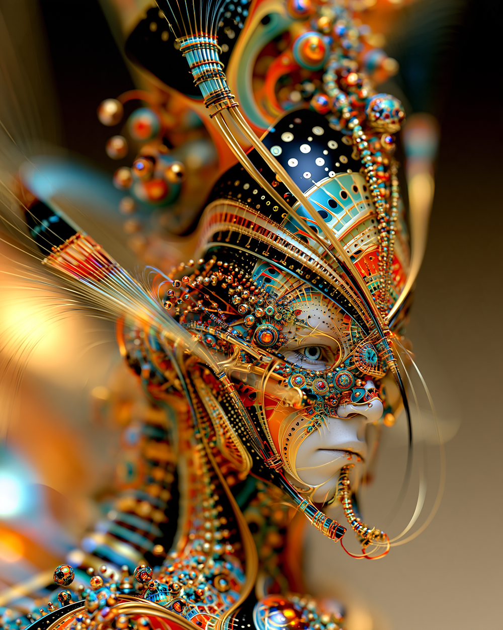 winged cap dancer portrait art
