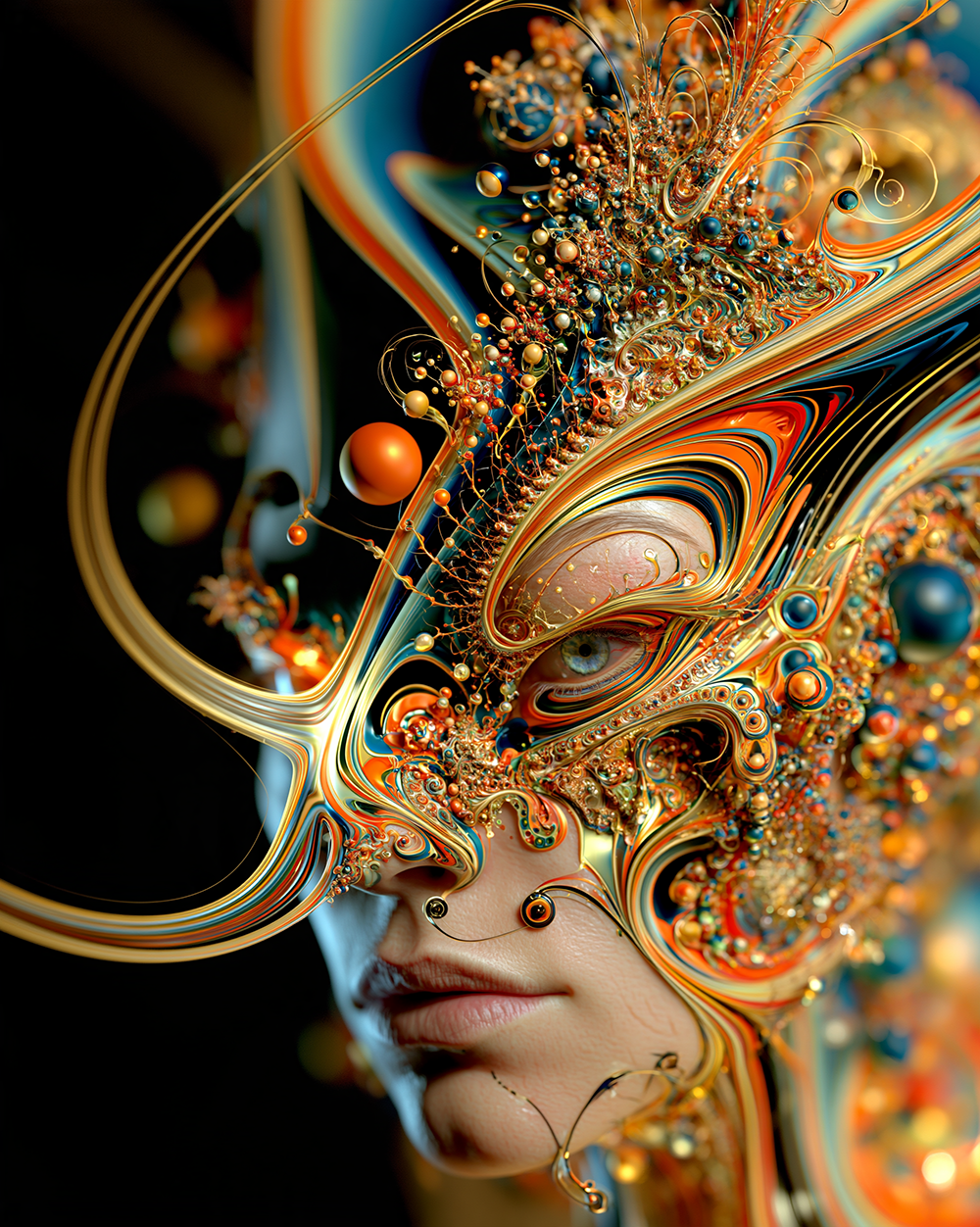 swirl eyelid mask portrait art