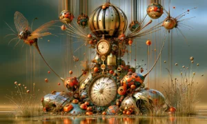 garden clock bell landscape art