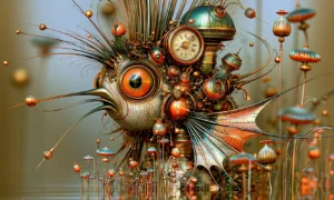 orange eye fish landscape art
