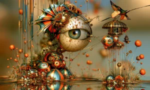 fin crown eye landscape art