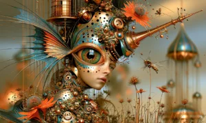 pink cheek fin mask landscape art