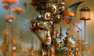 open cage butterfly landscape art