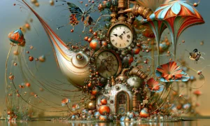 sail wing clock landscape art