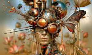 engine goggle woman landscape art