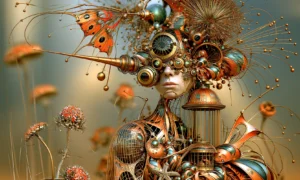 caged torso wanderer landscape art