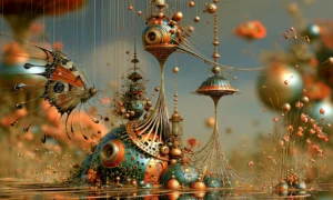 teal dome fish landscape art