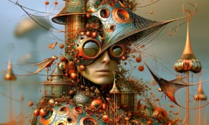 sailing hat lady landscape art