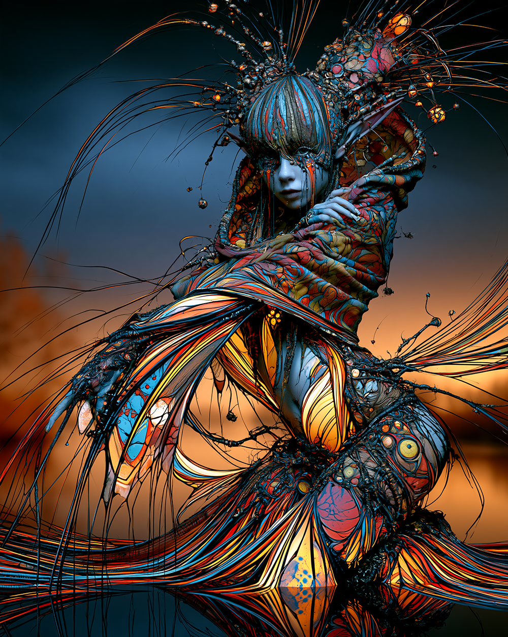crouching tempest muse portrait art
