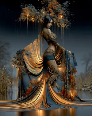 gold drape dancer portrait art