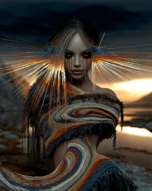 spiral shawl portrait art
