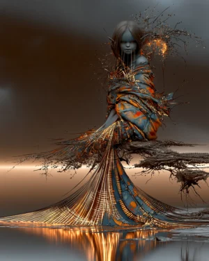 golden ember standing portrait art