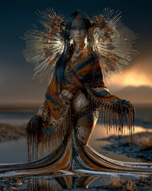 sunray shawl lady portrait art