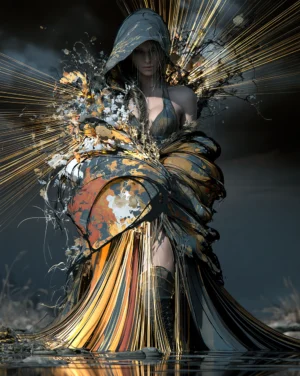 hooded wildflower wanderer portrait art