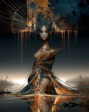 golden rain veil portrait art