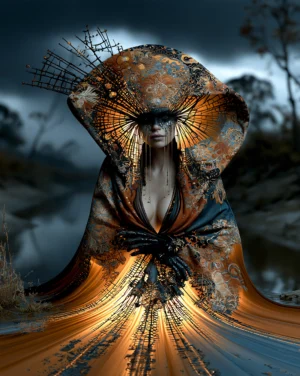 lattice hat matron portrait art