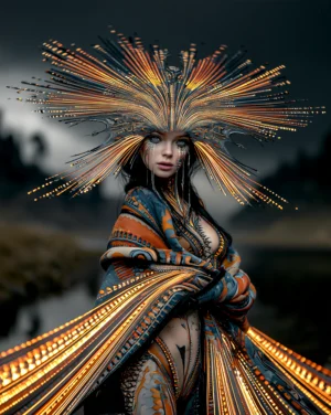 radiant plume queen portrait art