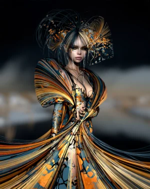 wide sleeve muse portrait art