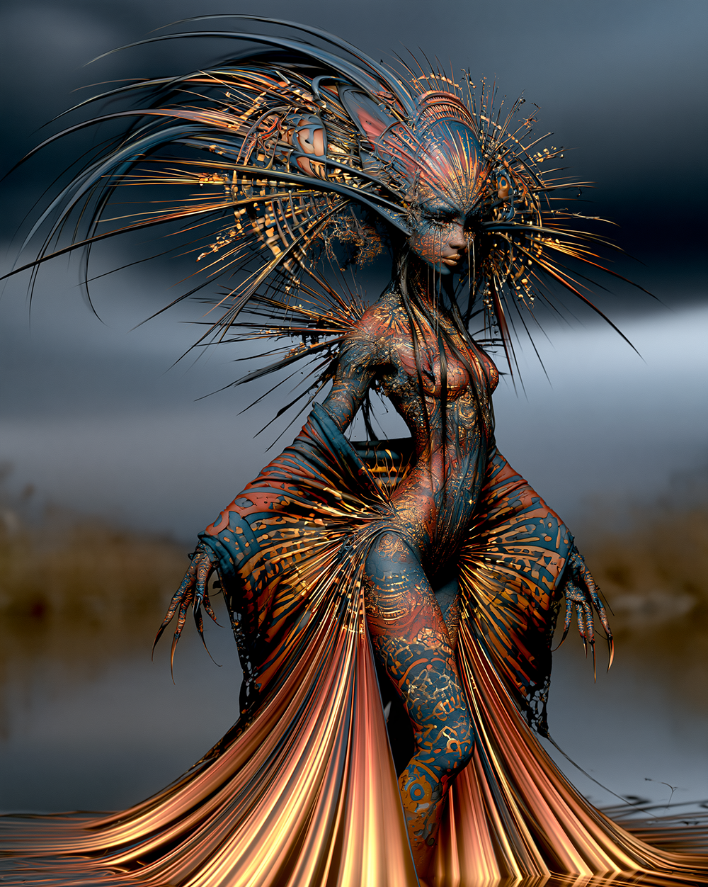 spiky crest sovereign portrait art