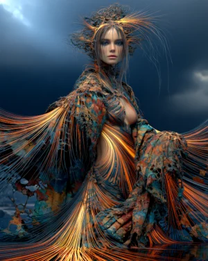 open wing shawl portrait art