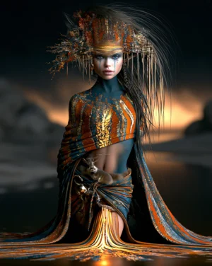 fringe headdress dancer portrait art