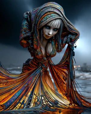 draped hood dancer portrait art