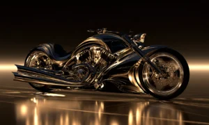 spiked exhaust chopper landscape art