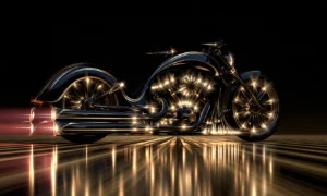 red tail glow chopper landscape art