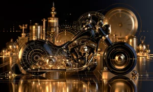 blueprint clock chopper landscape art
