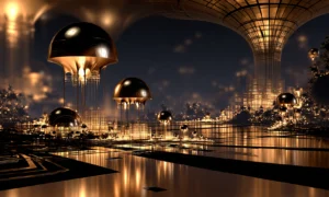 jellyfish lamp pier landscape art