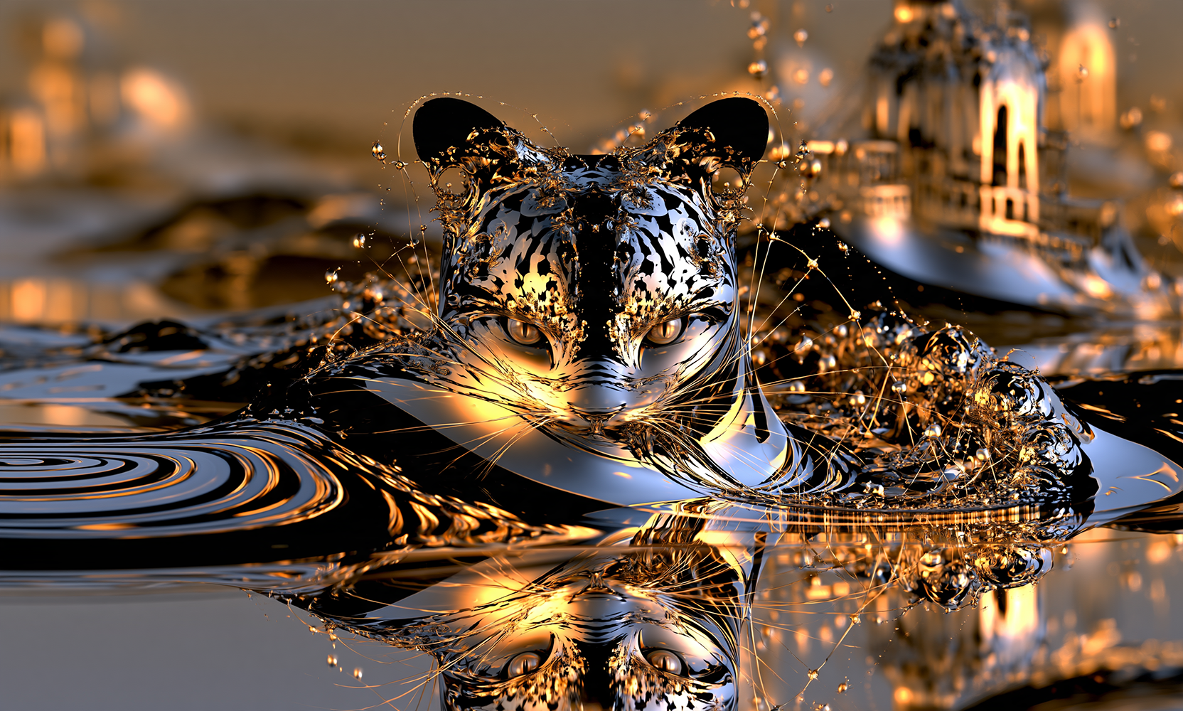 leopard at the water landscape art