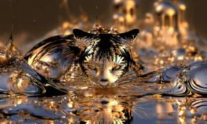 tiger drinking landscape art