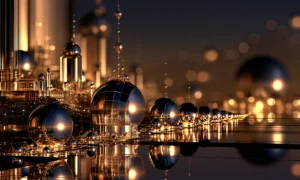 bubble row harbor landscape art