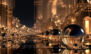 crystal sphere quay landscape art