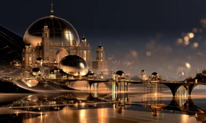 bridge of domes landscape art