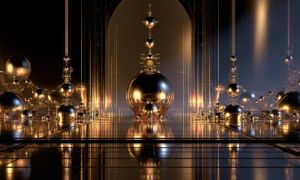 stacked orb finial landscape art