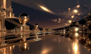 floating orb terrace landscape art