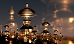 disc lantern tower landscape art