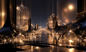 cage spire glass hall landscape art
