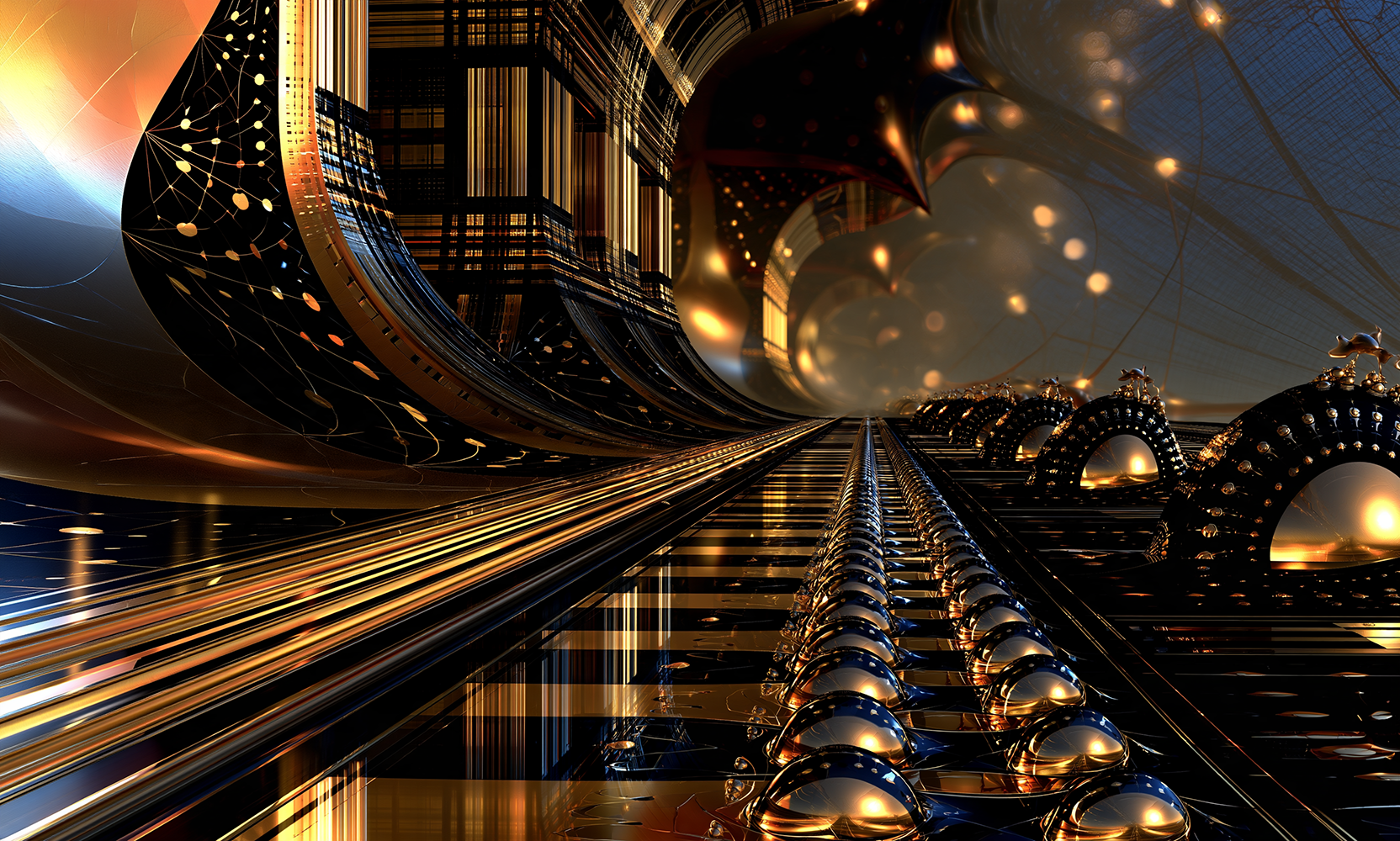 bead rail vanishing point landscape art
