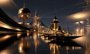 pavilion orb skyline landscape art