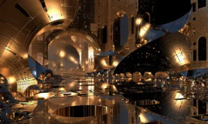 curved glass ruins landscape art