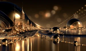 beaded arc skyline landscape art