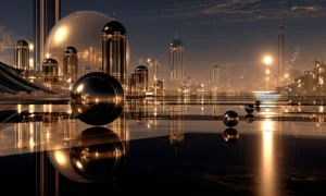 cylinder city orb landscape art