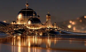 hill dome palace landscape art