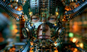 respirator cyborg landscape art
