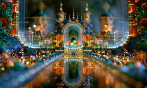 palace reflection plaza landscape art