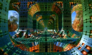 window cube hall landscape art
