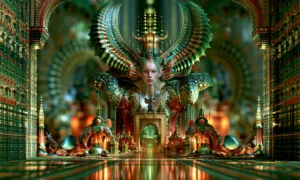 crowned throne hall landscape art