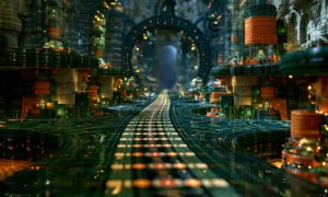cylinder town road landscape art